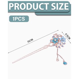 TPZORJX Vintage Hair Stick Opal Flower Hair Sticks Hair Decor Chinese Hairpins Decorated with Flowers and Tassels, Hair Clips Hair Stick for Women Girls Hair Accessories