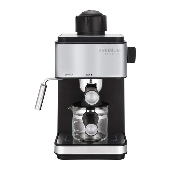 Premium Levella 4-Cup Espresso, Cappuccino and Latte Maker Black (PEM351)