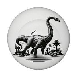 Brachiosaurus Magnet with Bottle Opener Round Dinosaur Magnet with Bottle Opener Gigantic Prehistoric Long Neck from the Jurassic Mesozoic Herbivore Representation