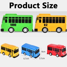 Toy Bus with Box, 5PCS Bus Car Toys Pull Back Vehicle Toys Alloy Diecast Pull Back Bus Toy Vehicles Mini Pull-Back Vehicles Friction Powered City Play Vehicle Toy Set Bus Toy Car Model Kids Gifts