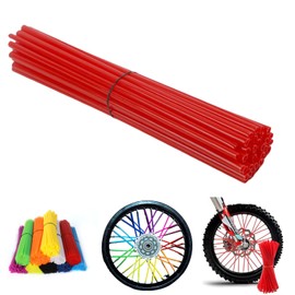 Shudyear Bicycle Spoke Leather Spoke Covers Wheelchair Dustproof Wheel Rim Protection and Decoration Cuttable Colorful Bicycle Wheel Decorations-72Pcs (red)