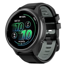 OVERSTEP Watch Bands for Garmin Forerunner 570 47mm/Forerunner 265/Forerunner 255, 22mm Silicone Replacement Band for Venu 3 2/Vivoactive 4 Smart Watch, Black & Gray