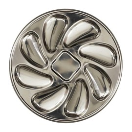 Home Deco Factory, KU6711 Elegant 8 Oyster Plate, Refined Design, Refined Design, Hollowed for Stability, Made from Durable Silver, Ideal for Seafood and Appetizers, 30 cm, Silver