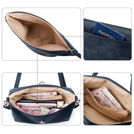 KALIDI Small Women's Shoulder Bags Vegan PU Leather Handbag Crossbody Shoulder Bag Anti-Theft Multiple Pockets with Adjustable Removable Shoulder Strap, blue