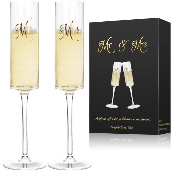 Topsky Mr & Mrs Crystal Champagne - Juego de 2