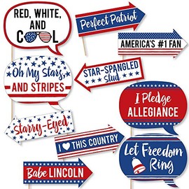 Big Dot of Happiness Funny Stars and Stripes - Memorial Day, 4th of July and Labor Day USA Patriotic Party Photo Booth Props Kit - 10 Piece