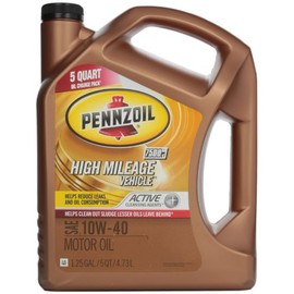 Pennzoil 550038203 High Mileage Vehicle 10W-40 Motor Oil - 5 Quart Jug