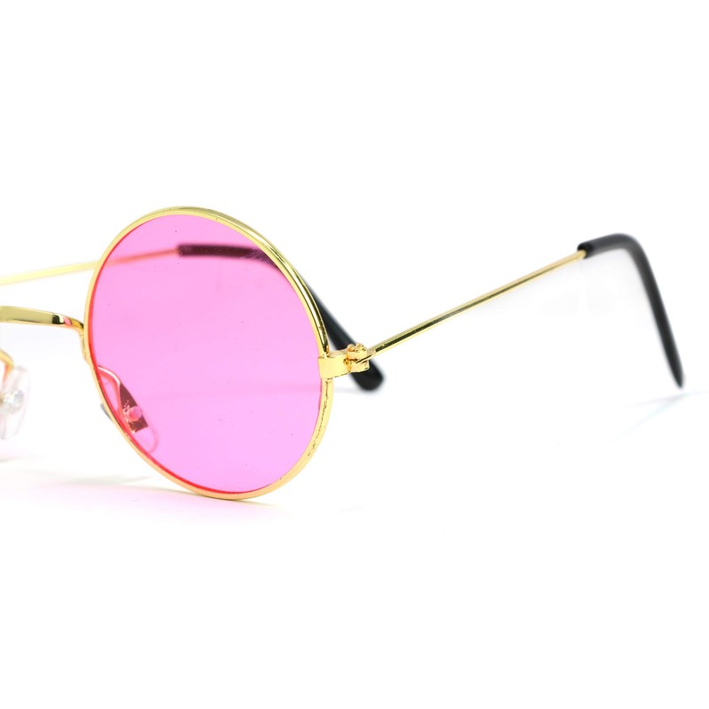 Skeleteen Pink Round Hippie Glasses - Pink 60's Style Hipster