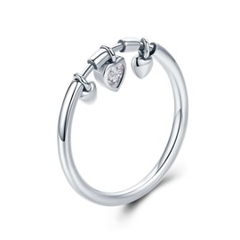 925 Sterling Silver Heart Engagement Stackable CZ Finger Ring for Women Girls