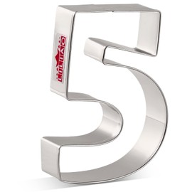LILIAO Number 5 Cookie Fondant Biscuit Cutter for Birthday/Anniversary/Special Day - 2.6 x 3.6 inches - Stainless Steel
