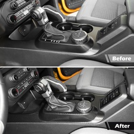 RT-TCZ Carbon Fiber Gear Shift Panel Trim Cover for Ford Bronco 4-Door 2021 Up - Black Carbon Fiber Grain Interior Accessories 6pcs (Not for Bronco Sport)
