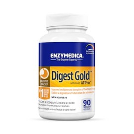 Enzymedica Digest Gold + ATPro, Fórmula de enzimas de máxima potencia, previene la hinchazón y los gases, 14 enzimas clave que incluyen amilasa, prote