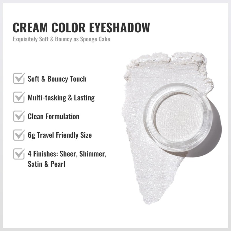 Oulac Shimmer White Cream Eyeshadow-Eyeshadow Prime| as Highlighter Waterproof &