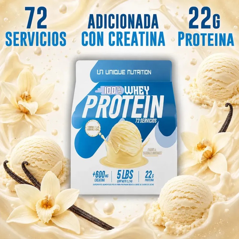 Proteina 100% Whey 2.2 Kg Unique Nutrition Sabor Vainilla