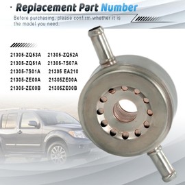 Engine Oil Cooler Compatible with 2008-2012 Nissan Pathfinder, 2008-2015 Titan, 2004-2015 Armada, 2006-2010 Infiniti QX56 5.6L V8, Replace 21305-ZQ51A, 21305-ZQ53A, 21305-ZQ52A