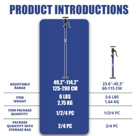 XINQIAO Cabinet Jacks for Installing Cabinets, Heavy Duty Third Hand Tools Adjustable Support Pole from 49.2 in to 114.2 in, 2 PCS