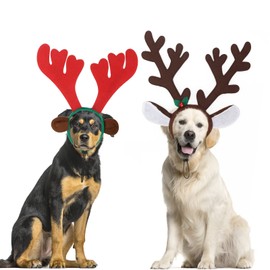 RANYPET Dog Christmas Elk Reindeer Antlers Headbands Set Pet Christmas Costume Accessories Headwear for Medium Dogs