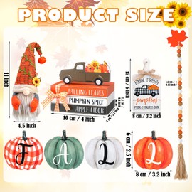 Seeloowy 11 Pcs Fall Tiered Tray Decoration Set Autumn Pumpkin Farmhouse Decor Fall Gnome Truck Pumpkin Bead Garland Wooden Sign Thanksgiving Harvest Table Centerpieces Blocks Signs for Home Decor