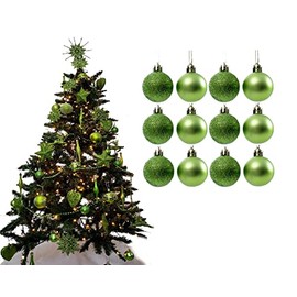 Simply Products Christmas Tree Decoration Baubles 3.8cm - Great Christmas Tree Hanging Ball Decorations, Matte & Glitter Baubles Pack of 12-3.8cm (Lime Matte & Glitter)