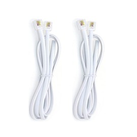 AIMIJIA Phone Cord, 6P4C Black Phone Telephone Extension Cord Cable Line Wire RJ11 6P4C Modular Plug for Landline Telephone Modem Accessory (6ft-2 Pack-White)