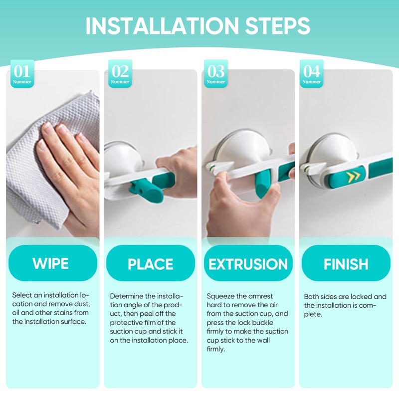 LORESJOY Max 110 kg Shower Handle, No Drilling, Grab Bars
