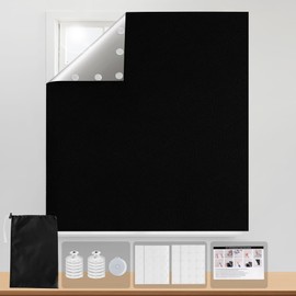 KGORGE 100% Blackout Window Cover Blind Curtain Thermal Curtains 118 x 57 Inches DIY Available Cut to Any Size or Shape, Portable for Outdoor, with Hook and Loop for Bedroom, Living Room, Nursery