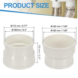 PATIKIL 7" to 6" Duct Reducer, PVC Pipe Increaser Adapter Ducting Airflow Tube Pipe Fitting for DWV (Drain, Waste and Vent) Ventilation Ducting, White