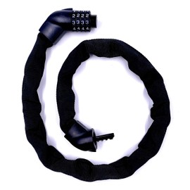 Bosvision 4-Digit Combination Steel Chain Padlock for Bicycle, Motorbike, Scooter. gate… (Black)
