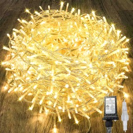 88FT 240LED Extra-Long Connectable String Lights Indoor Outdoor Clear Wire, Warm White Christmas String Lights, Plug in Twinkle Fairy Light With Timer For Wedding Patio Tree Yard Christmas Decorations