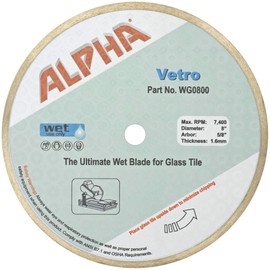 8" Alpha Vetro Glass Diamond Blade 5/8" arbor