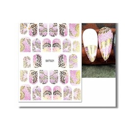 Generic Gilding Fall Leaves Nail Sticker Maple Marble Feather Nail Decals S8T021 Nail Wraps Stickers Manicure Supplies for Women Nails Full Long Lasting Easy Apply and Remove