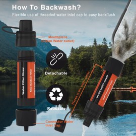 4 Pack Water Filter Straw - Portable, Compact, Multipurpose Water Purification Device for Emergency Kits, Outdoor Activities, Camping, Travel