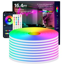 TFZBA Led Strip Lights, RGB 65.6FT Neon Rope Lights for Bedroom App+Remote Control Music Sync Color Changing Outdoor IP67 Waterproof for Bedroom,Living,Gaming,Party Decoration(2 Rolls of 32.8ft)