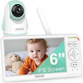 OKAIDI Baby Monitor with Camera and Audio,6" IPS Screen Baby Camera Monitor with 30H Battery,1000ft Range,Night Vision,Baby Monitor No WiFi,2-Way Talk & 150 Languages Support(Ideal for Home & Travel)