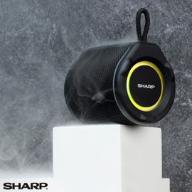 Sharp GX-BT190 Crystal Clear Series Portable Bluetooth Speaker | Waterproof IP67 Floats on Water | 15 Hour Playtime | 6 Mood Light Modes | True Wireless Pairing | Hands-Free Calling | Lanyard | Black