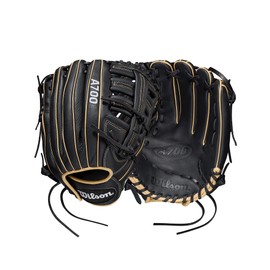WILSON 2022 A700 Guante de béisbol Outfield de 12.5 Pulgadas, Color Negro/Rubio/Blanco, Tiro para Mano Derecha