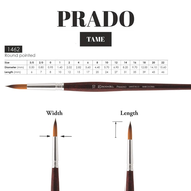 Escoda : 16 PRADO : Round Pointed Synthetic Tame Burgundy