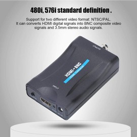 ASHATA BNC to HDMI Converter, HDMI to BNC Composite Video and 3.5 mm Audio Converter Adapter 480i 576i Support for NTSC/PAL, BNC HDMI Converter