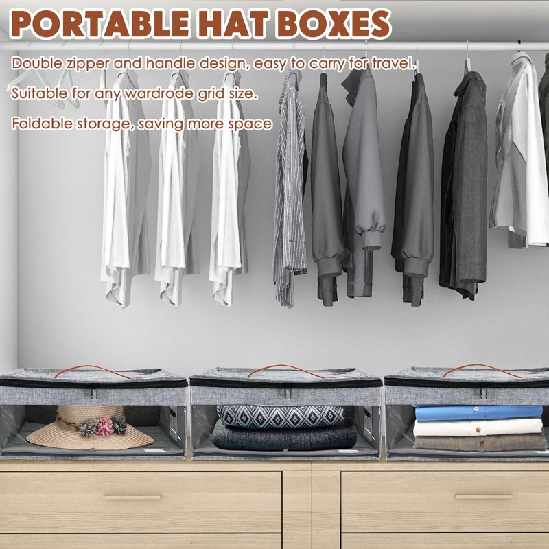 Kigley 3 Pcs Hat Storage Boxes, Hat Travel Case, Hats