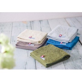 Imabari Towel Handkerchief, First 9.8 x 9.8 inches (25 x 25 cm), Set of 3 (2 Gray, 1 Green), Loose Soft Special Thread, 100% Cotton