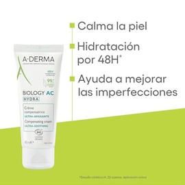 ADERMA, Biology AC Hydra Crema Calmante Compensadora, Hidratación 48H Para Piel Bajo Tratamientos Secantes, 40 ml