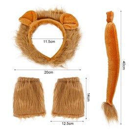 Capaneus 3 Piece Lion Costume Set, Lion Headband Tail Set, Headband Lion Adults, Lion Gloves, Plush Lion Ears, Lion Tail, Lion Costume Set for Animal Parties, Carnival, Masquerades