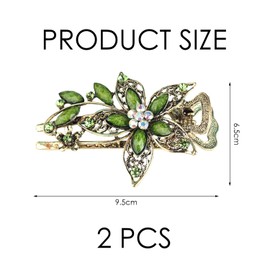 2 Flower Hair Clips, Exquisite Fashion Hair Accessories, Women's Crystal Hair Clip, Green Hair Clip, Retro and Elee Hairpin, Decoration Clip Hairstyle