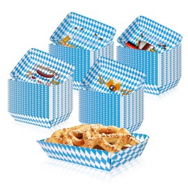 JOINCCI Oktoberfest Decorations,100 PCS Oktobefest Paper Food Trays with 4 Designs,Octoberfest Disposable Serving Tray for Oktoberfest Party Supplies,Octoberfest Decorations