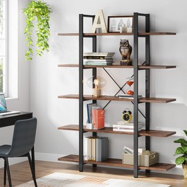Tribesigns Tribesigns 5-Tier Bookshelf, Vintage Industrial Style Bookcase 72 H x 12 W x 47L Inches