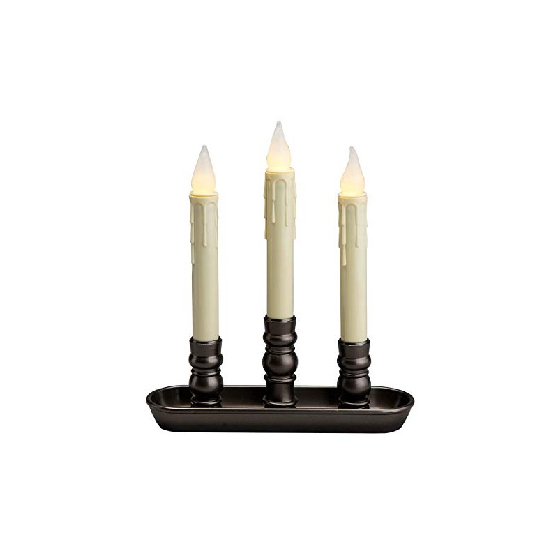 HOLIDAY PEAK Battery-Operated LED Triple Window Candle