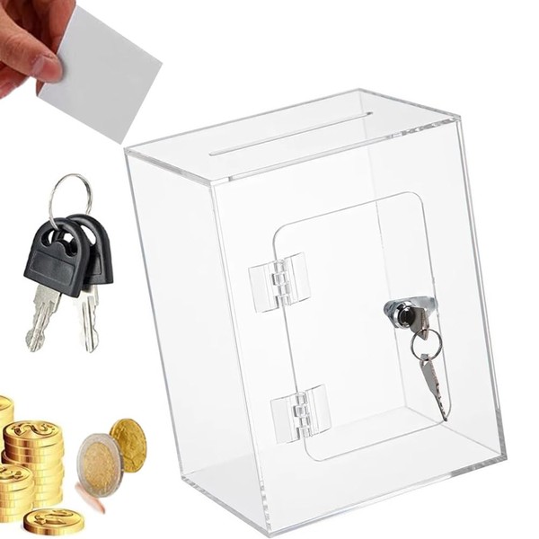 Acrylic Donation Box, Donation Ballot Box with Lock, Ballot Box,