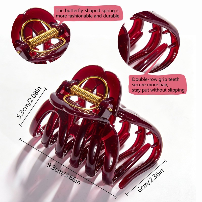 Large Claw Clips for Thick Hair 2 Pcs, 3.66 Inch