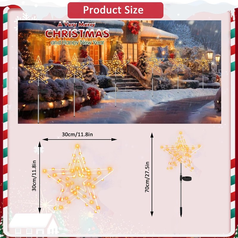 Joysing Solar Christmas Lighting Outdoor Star 2 Pieces 75 LED