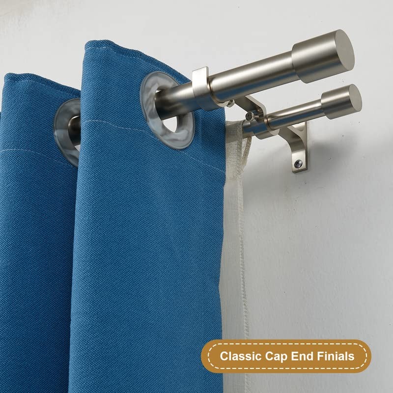 Brushed Nickel Double Curtain Rods, Double Drapery Rod 36-72 Inch,